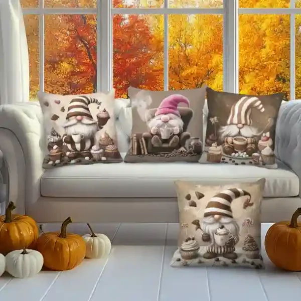 Coussins 4 vues - Cafés de Gnomes en Automne