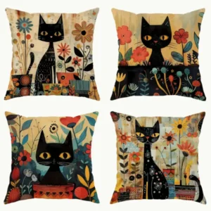 Chat noir vintage 4 vues