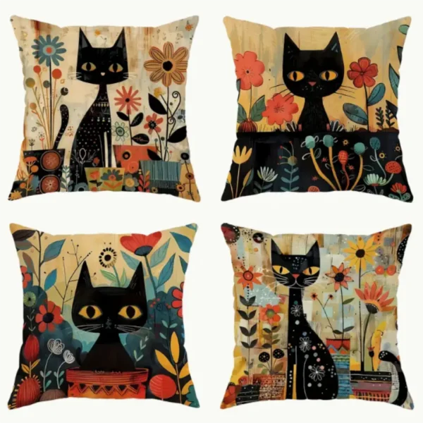 Chat noir vintage 4 vues