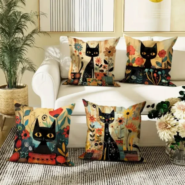 Chat noir vintage Canapé blanc