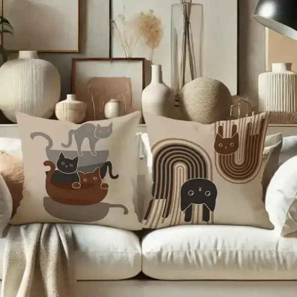 Drôles de chats Boho 2 autres vues sur canapé