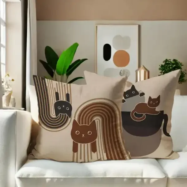 Drôles de chats Boho 2 vues sur canapé