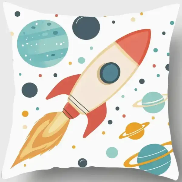 Espace, astronautes et fusées - Lot de 4 coussins 45x45 cm – Image 6
