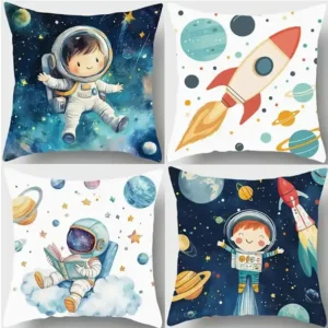 Espace, astronautes et fusées vue de 4
