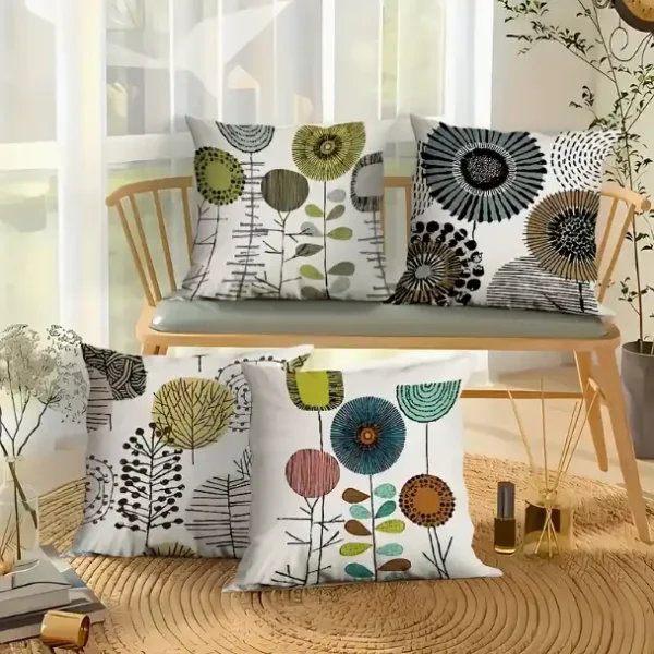 Fleurs géométriques nordiques sur une banquette
