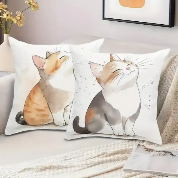 Chatons Rêveurs Aquarelle - Lot de 2 coussins 45x45 cm – Image 3