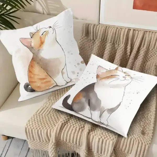 Chatons Rêveurs Aquarelle - Lot de 2 coussins 45x45 cm – Image 2