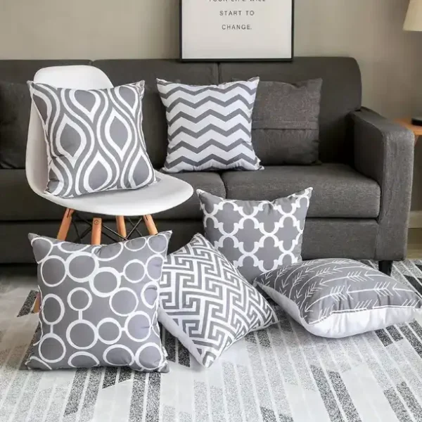 COUSSINS Carrément géométriques, Gris clair Canapé