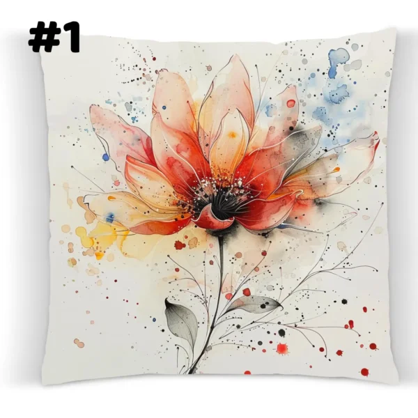 COUSSIN Fleur rouge légère aquarelle #1