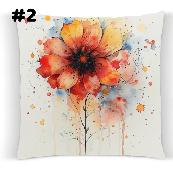COUSSIN Fleur rouge légère aquarelle #2