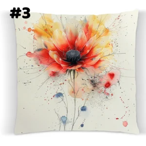 COUSSIN Fleur rouge légère aquarelle #3