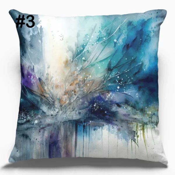 COUSSIN Hiver Abstrait Bleu Glacier #3