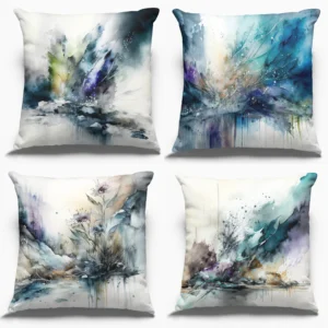 COUSSINS Hiver Abstrait Bleu Glacier 4 vues