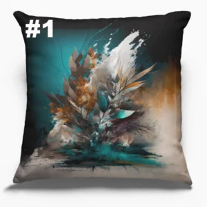 COUSSIN Hiver Abstrait Rouille Turquoise #1