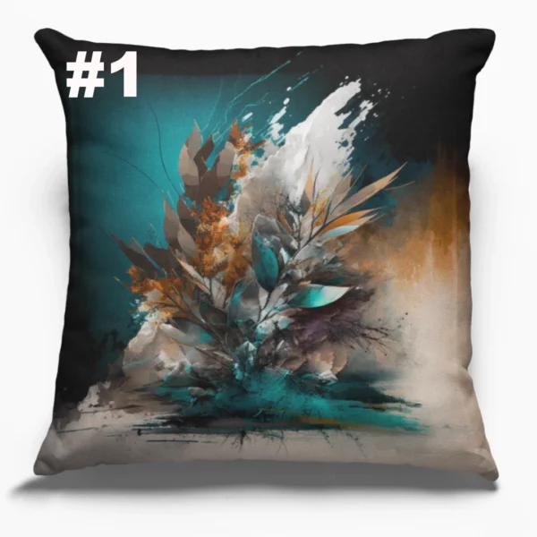 COUSSIN Hiver Abstrait Rouille Turquoise #1