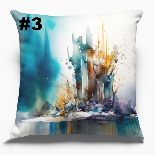 COUSSIN Hiver Abstrait Rouille Turquoise #3