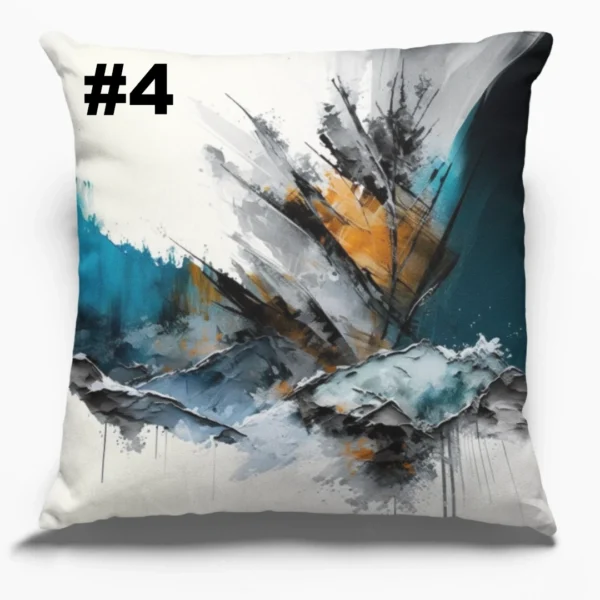 COUSSIN Hiver Abstrait Rouille Turquoise #4