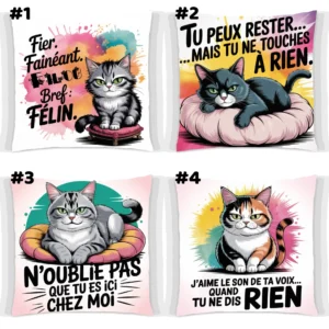 Coussins Chat Insolent 4 vues