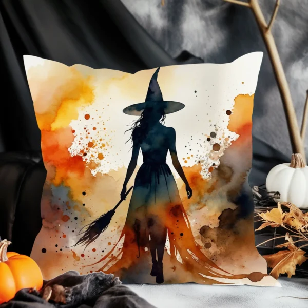 Halloween Sorcière Aquarelle -  1 à 4 coussins au choix - 45x45 cm – Image 6