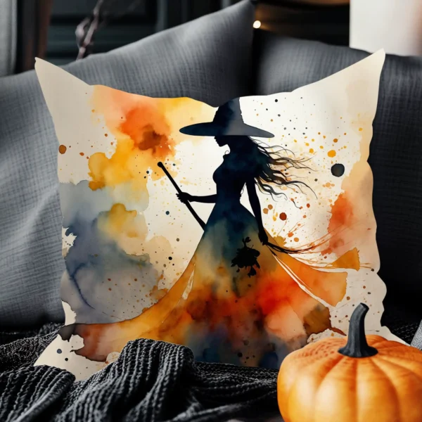 Halloween Sorcière Aquarelle -  1 à 4 coussins au choix - 45x45 cm – Image 8