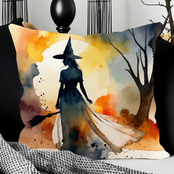 Halloween Sorcière Aquarelle -  1 à 4 coussins au choix - 45x45 cm – Image 9