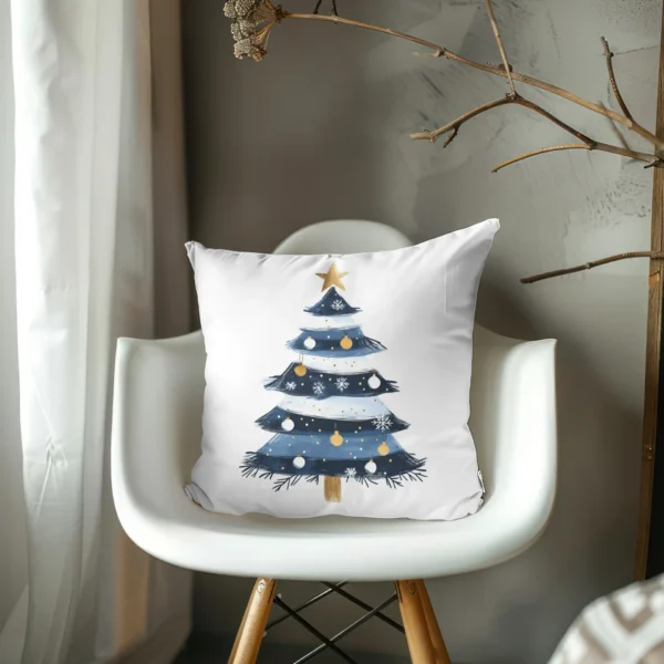COUSSIN Sapin Bleu de Noël chaise blanche