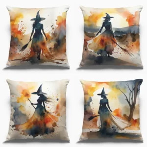 Halloween Sorcière Aquarelle 4 vues