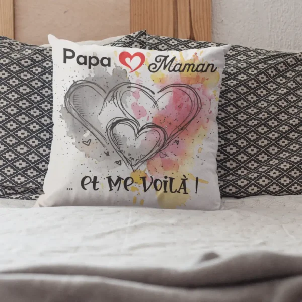 Coussin Papa aime Maman tête de lit