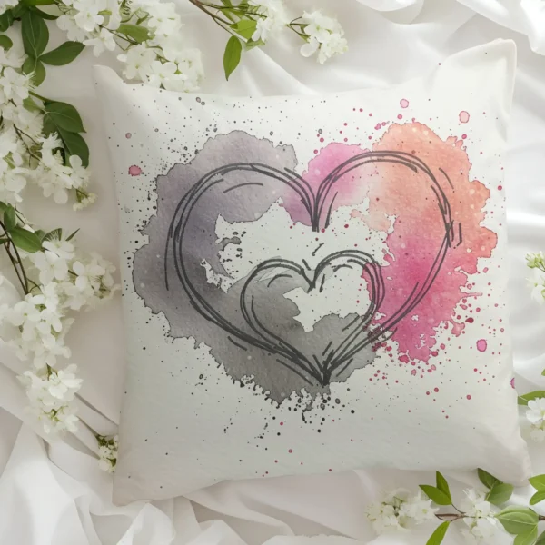 Coussin Grossesse en vue #2 sur un drap blanc avec des fleurs