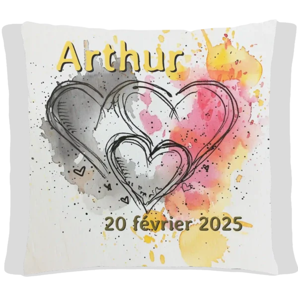 Coussin Naissance Arthur Averia Sable