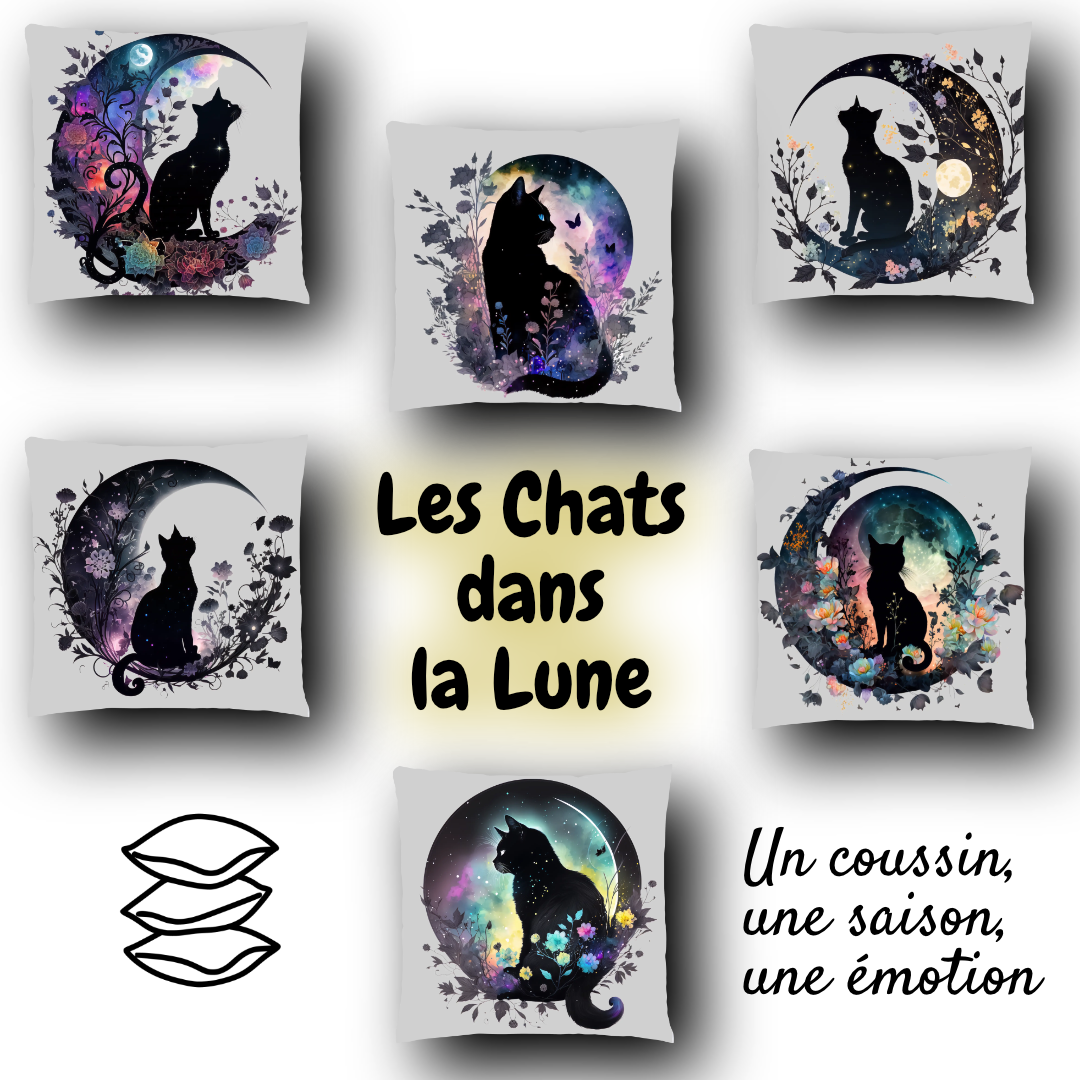 Collection de Coussins Chats dans la Lune